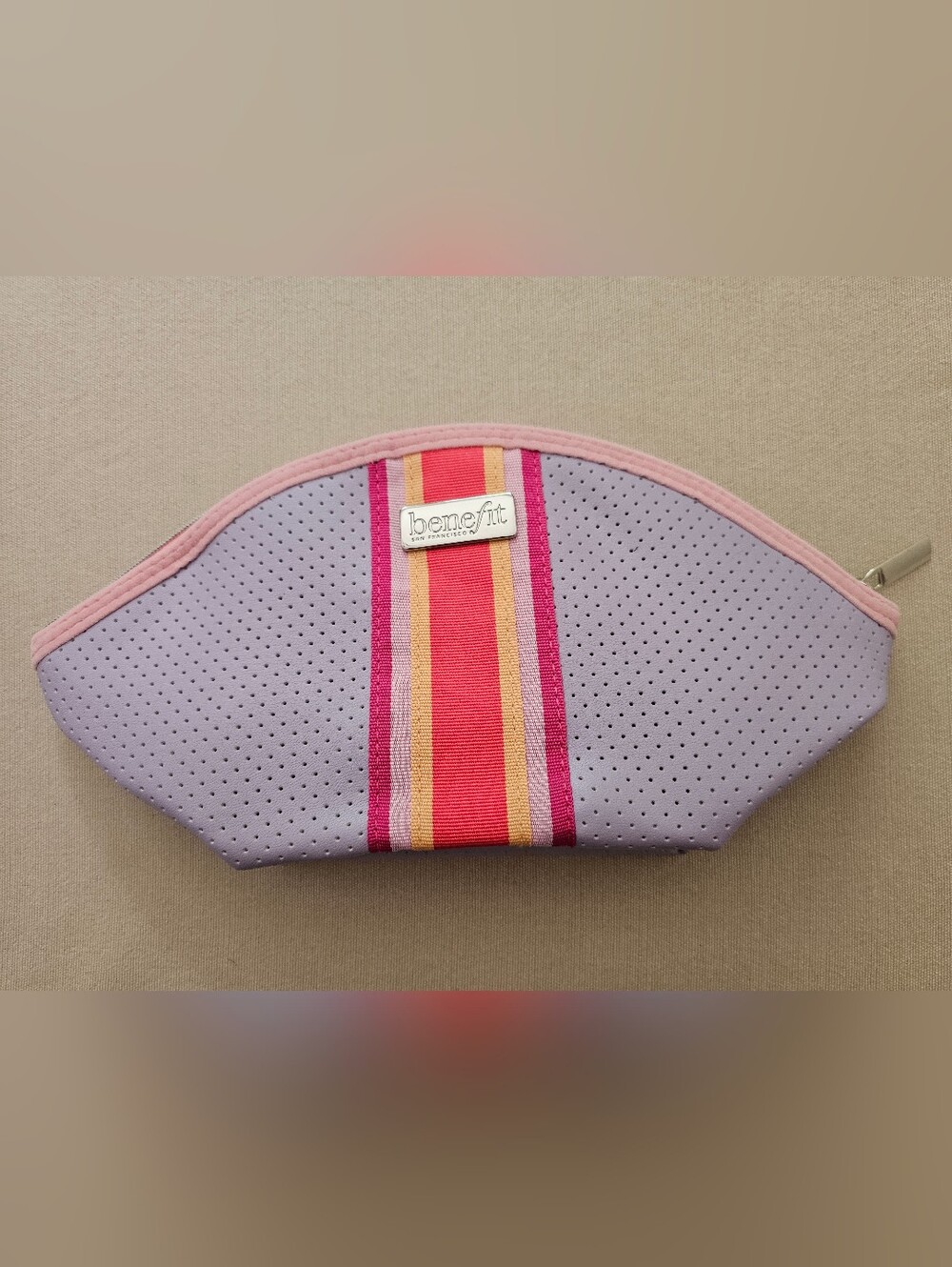 New in package!  Lilac Perforated Benefit Dome Cosmetic Bag *Long Live Lashes*